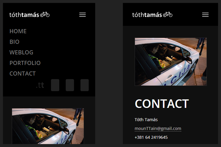 The new mobile first and responsive menu on the tothtamas.tt website